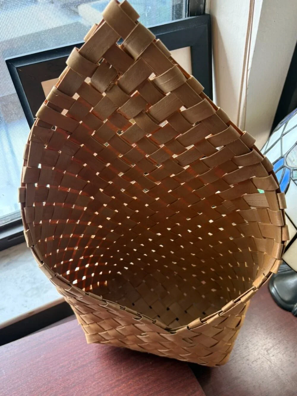 Woven Wood Splint Wall Pocket Basket – Rustic Farmhouse Decor